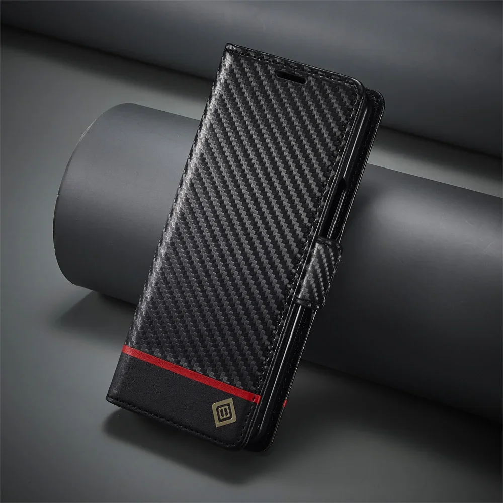 Phone Accessories Hippers - Penutup Kulit PU Serat Karbon Mewah