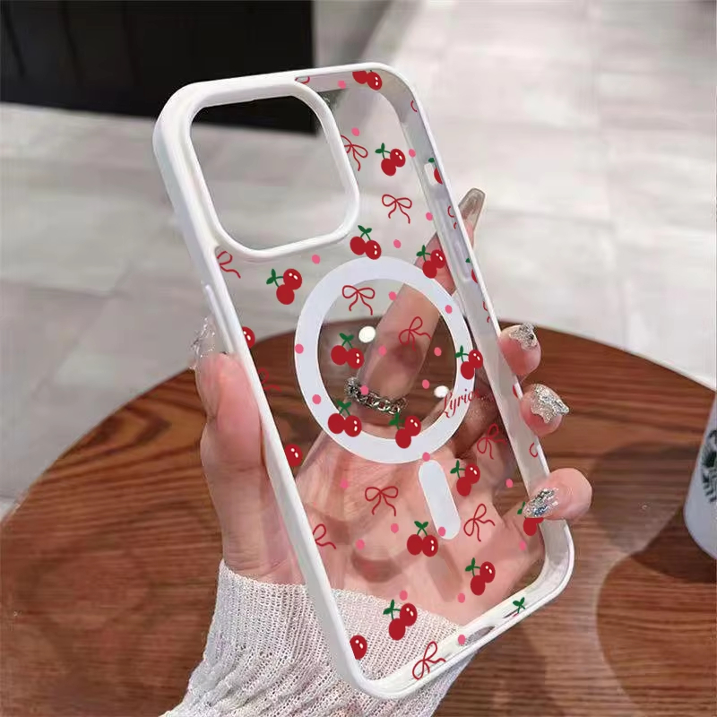 Phone Accessories Red - Casing Ponsel Magnetik Motif Ceri Merah