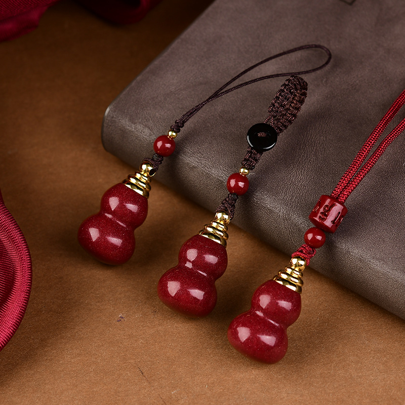 Phone Accessories Red - Liontin Cinnabar labu merah mewah dapat
