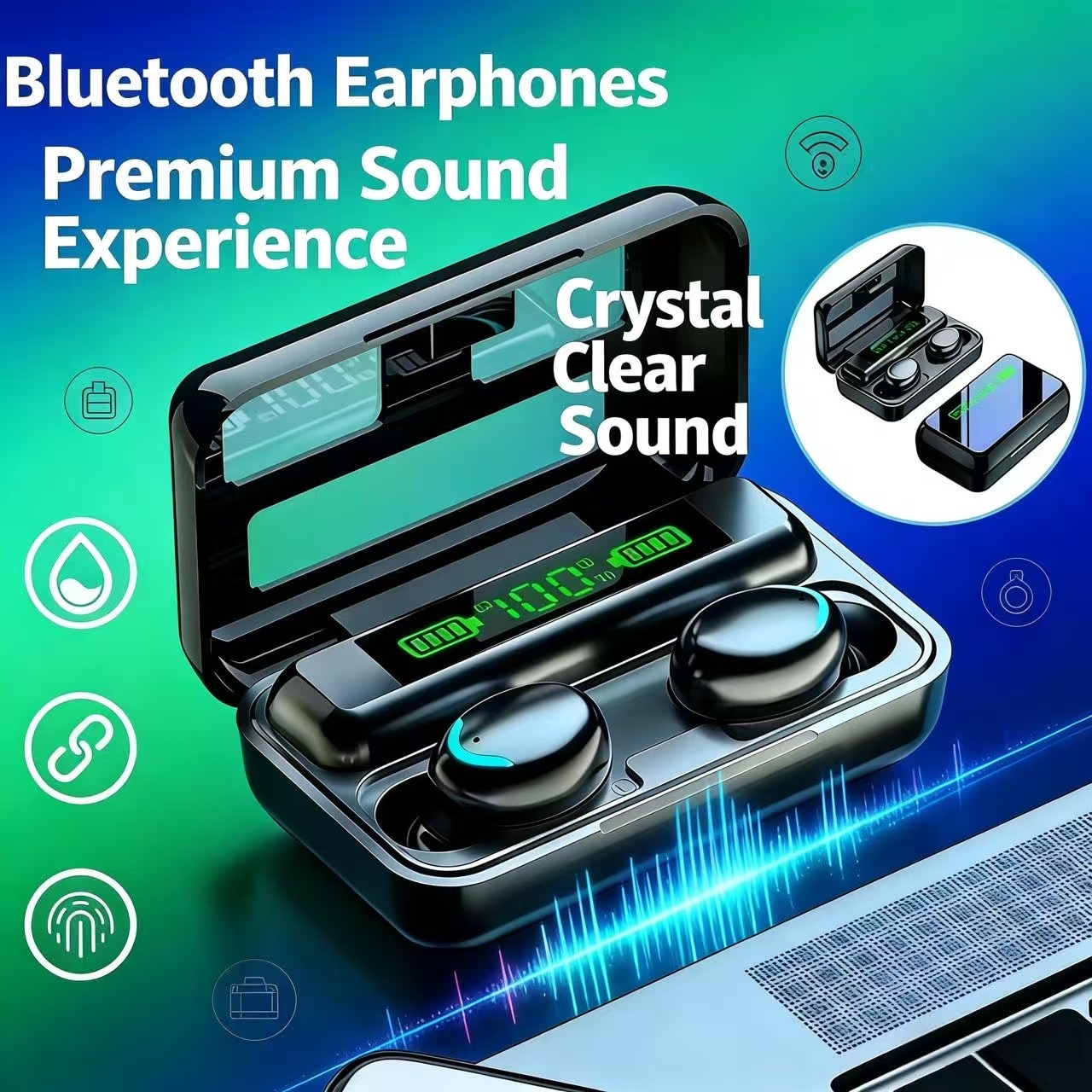 Bluetooth Earphone Tws - Headphone nirkabel F9 TWS 2026 baru,