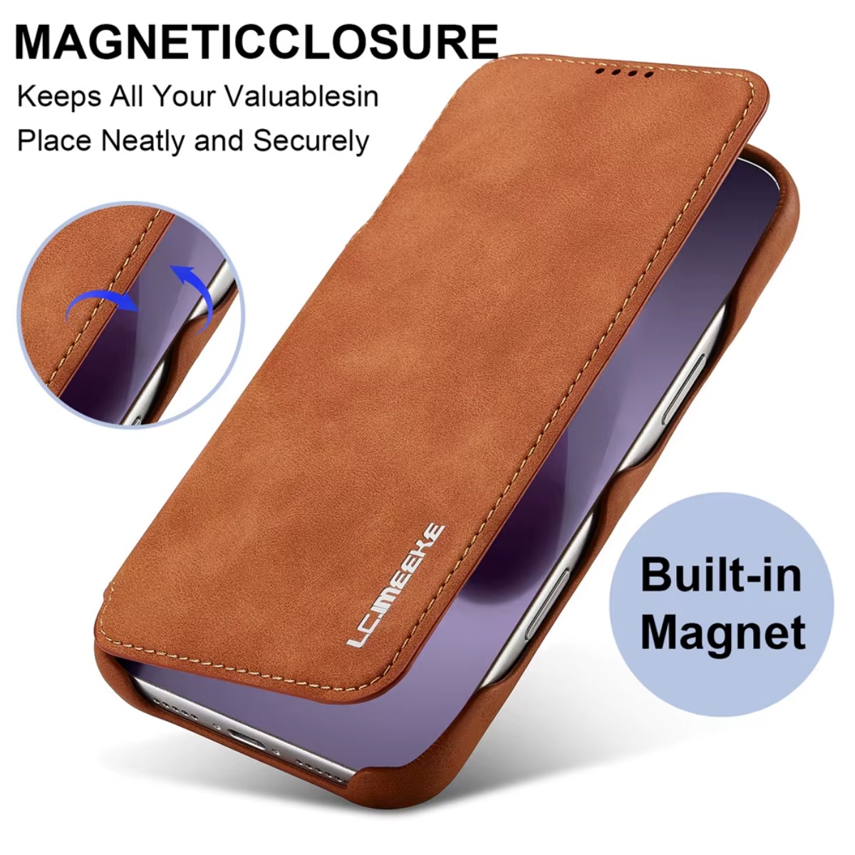Phone Accessories Hippers - Dompet Kulit dengan Penutup Magnetik dan