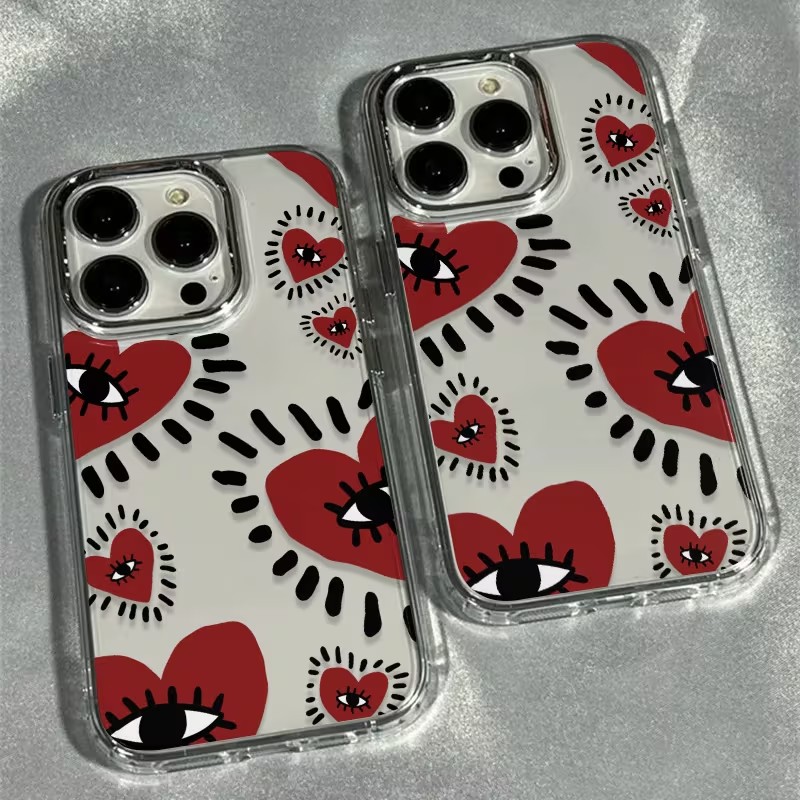 Phone Accessories Red - Casing HP Lembut Bingkai Mata Hati