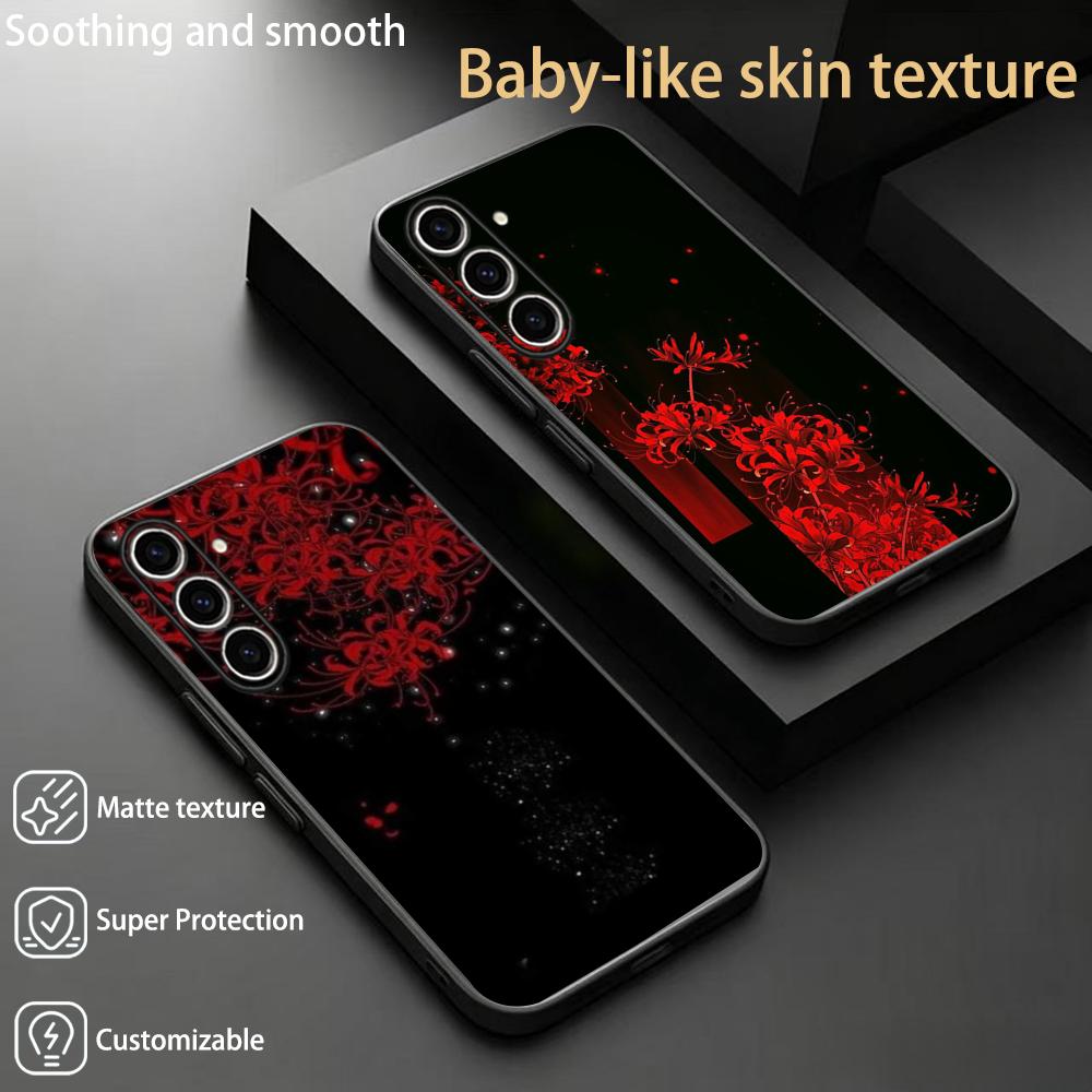 Phone Accessories Red - Casing Ponsel Desain Seni Jepang Bunga
